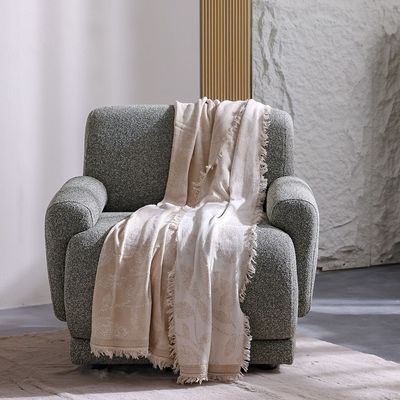 Ss25-Takisha Chunky Knited Throw- 127X152 Cm Beige (Sti-5003)