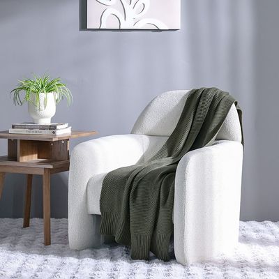 Ss25-Takisha Chunky Knited Throw- 127X152 Cm Green (Sti-5000)