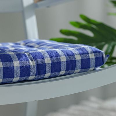 Ss25-Aura Plaid Woven Chair Pad- 40X40 Cm Blue/Ivory (Sti-5007) Ss25-Aura Plaid Woven Chair Pad- 40X40 Cm Blue/Ivory (Sti-5007)