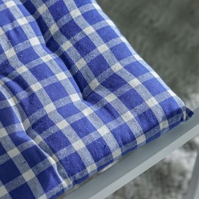 Ss25-Aura Plaid Woven Chair Pad- 40X40 Cm Blue/Ivory (Sti-5007) Ss25-Aura Plaid Woven Chair Pad- 40X40 Cm Blue/Ivory (Sti-5007)