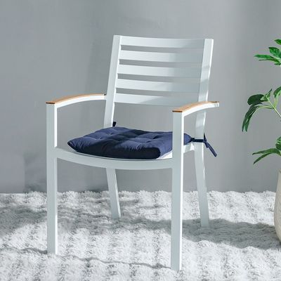 Ss25-Aura Plaid Woven Chair Pad- 40X40 Cm Blue (Sti-5008)