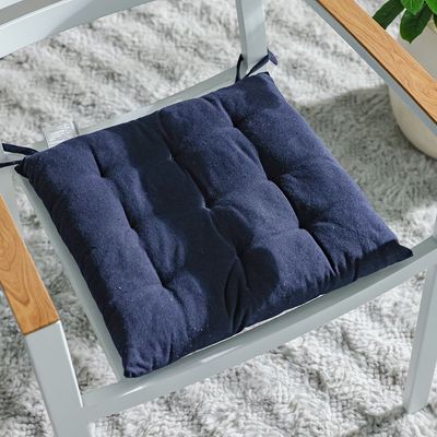 Ss25-Aura Plaid Woven Chair Pad- 40X40 Cm Blue (Sti-5008)