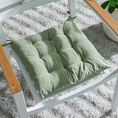 Ss25-Aura Plaid Woven Chair Pad- 40X40 Cm Green (Sti-5009)