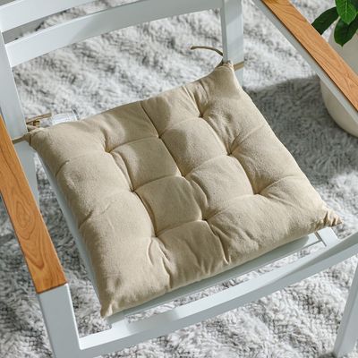 Ss25-Aura Plaid Woven Chair Pad- 40X40 Cm Beige (Sti-5010)