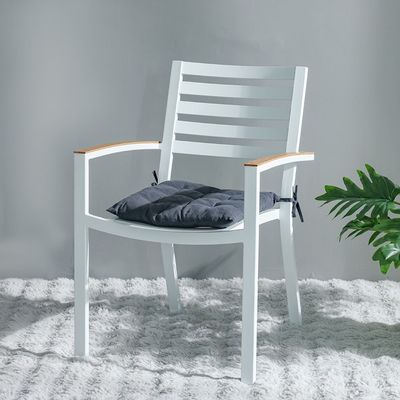 Ss25-Aura Plaid Woven Chair Pad- 40X40 Cm Grey (Sti-5011)