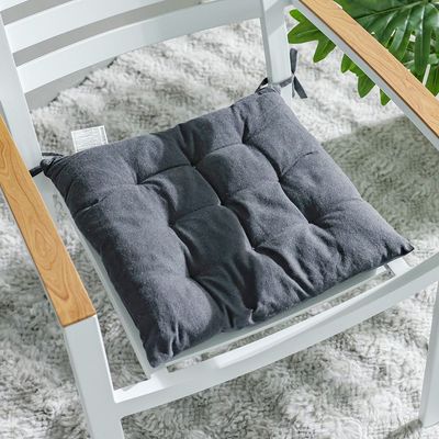 Ss25-Aura Plaid Woven Chair Pad- 40X40 Cm Grey (Sti-5011)
