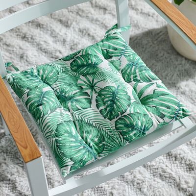 Ss25-Aura Printed Chair Pad- 40X40 Cm Green (Sti-5012)