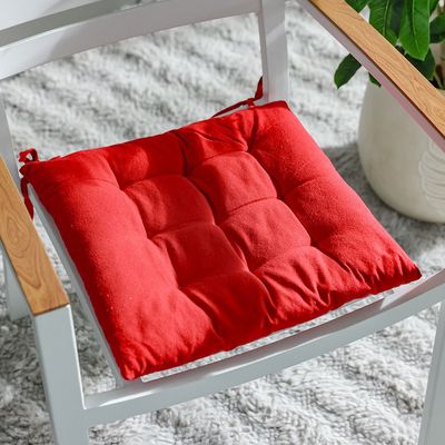 Ss25-Aura Solid Chair Pad- 40X40 Cm Red (Sti-5013)