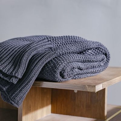 Ss25-Takisha Chunky Knited Throw- 127X152 Cm Charcoal (Sti-5000B)