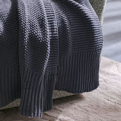 Ss25-Takisha Chunky Knited Throw- 127X152 Cm Charcoal (Sti-5000B)