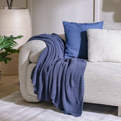 Ss25-Takisha Chunky Knited Throw- 127X152 Cm Indigo (Sti-5000C)