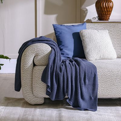 Ss25-Takisha Chunky Knited Throw- 127X152 Cm Indigo (Sti-5000C)
