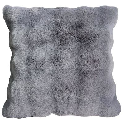 Ss25-Gleam Bubble Rabbit Fur Cushion Grey 50 X 50 Cm