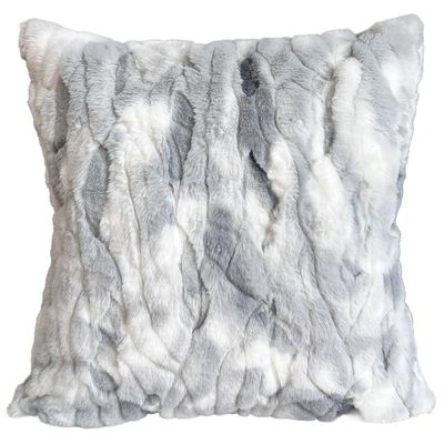 Ss25-Gleam Embossed Rabbit Fur Cushion Grey 50 X 50 Cm