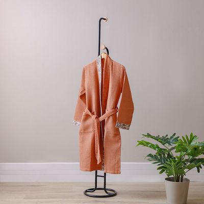 Ss25-Eleganza Waffle Kimono Bathrob Terra
