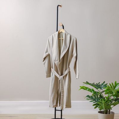 Ss25-Eleganza Shawl Collar Bathrobe Sand