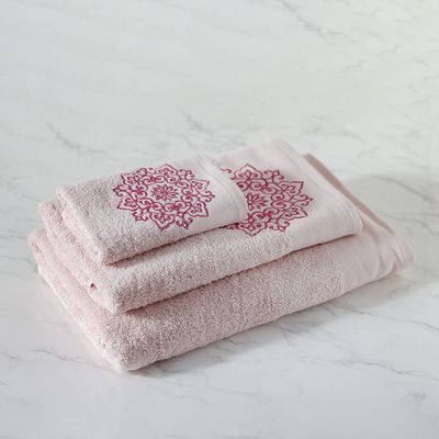 Ss25-Eleganza Sharone 3Pcs Towel Set 30X5Cm,50X90Cm,70X140Cm Pink