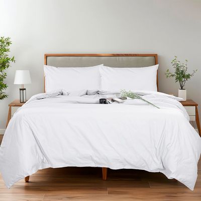 Pearl & Coal Super King Duvet Cover Set White 220X260 Cm & 50X75Cm 
