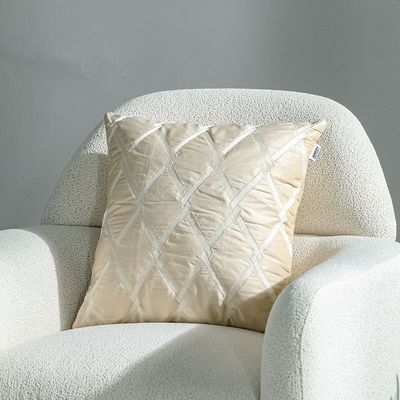 Ss25-Gleam Embroidered Cushion Cover Beige 45X45Cm (Ahs-90824-013)