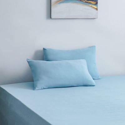 SS25-Arctic Cool 3Pcs Super King Fitted Sheet Set Blue 200X200+30 Cm