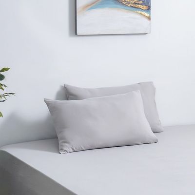SS25-Arctic Cool 3Pcs King Fitted Sheet Set Grey 180X200+30 Cm