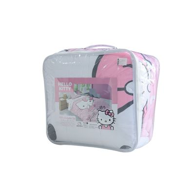 Hello Kitty Micro Printed 3-Pc Comforter Set With Fitted Sheet & Pillow Case-160x220 cm