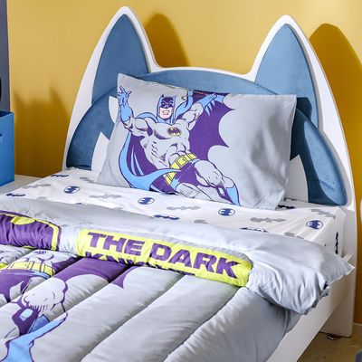 Batman Micro Printed 3-Pc Comforter Set With Fitted Sheet & Pillow Case-160x220 cm