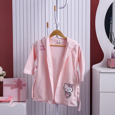 Hello Kitty Cotton Bathrobe With Hood-Pink