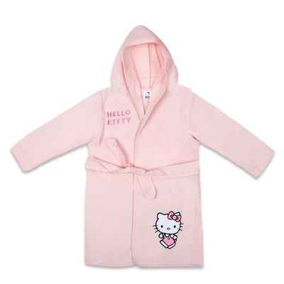 Hello Kitty Cotton Bathrobe W/Hood-Pink Hello Kitty Cotton Bathrobe W/Hood-Pink