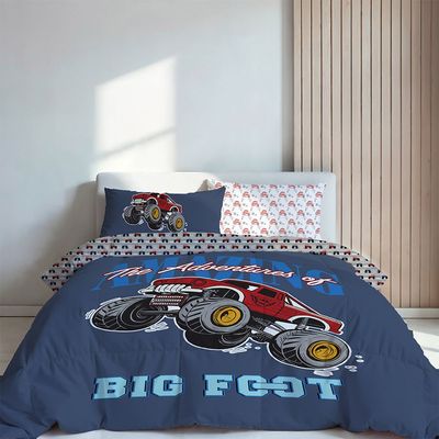 Dreamz Car Digital Printed 4-Piece Micro Comforter Set 130x220 cm Dreamz Car Digital Printed 4-Piece Micro Comforter Set 130x220 cm