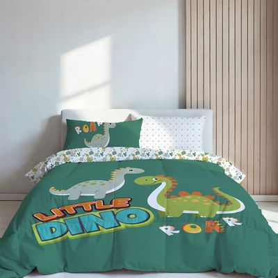 Dreamz Dino Digital Printed 4-Piece Micro Comforter Set 130x220 cm