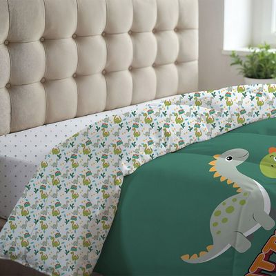 Dreamz Dino Digital Printed 4-Piece Micro Comforter Set 130x220 cm