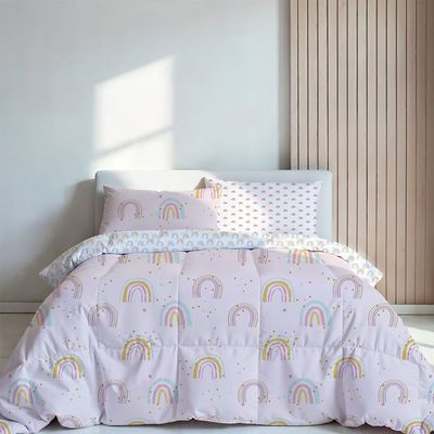 Dreamz Rainbow Digital Printed 4-Piece Micro Comforter Set 160x220 cm Dreamz Rainbow Digital Printed 4-Piece Micro Comforter Set 160x220 cm
