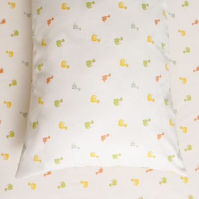 Dreamz Dino Cotton Digital Printed Fitted Sheet With 1 Pillow Case-70x130+20 cm
