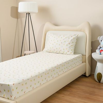 Dreamz Dino Cotton Digital Printed Fitted Sheet With 1 Pillow Case-90x200+25 cm