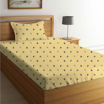 Dreamz Panda Cotton Digital Printed Fitted Sheet With 1 Pillow Case-90x200+25 cm