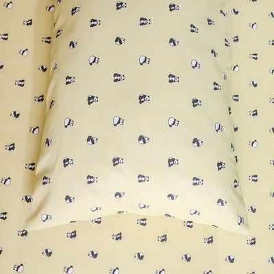 Dreamz Panda Cotton Digital Printed Fitted Sheet With 1 Pillow Case-90x200+25 cm