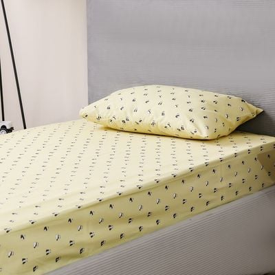 Dreamz Panda Cotton Digital Printed Fitted Sheet With 1 Pillow Case-90x200+25 cm