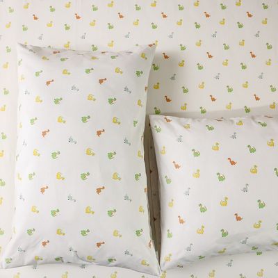 Dreamz Dino Cotton Digital Printed Fitted Sheet With 1 Pillow Case-120x200+25 cm