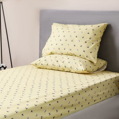 Dreamz Panda Cotton Digital Printed Fitted Sheet With 1 Pillow Case-120x200+25 cm