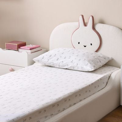 Dreamz Bunny Cotton Digital Printed Fitted Sheet With 1 Pillow Case-120x200+25 cm
