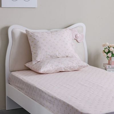 Dreamz Rainbow Cotton Digital Printed Fitted Sheet With 1 Pillow Case-120x200+25 cm