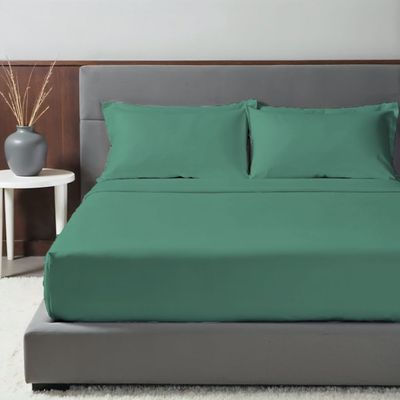 Kids 90x200 Solid Fitted Sheet-Dk.Green