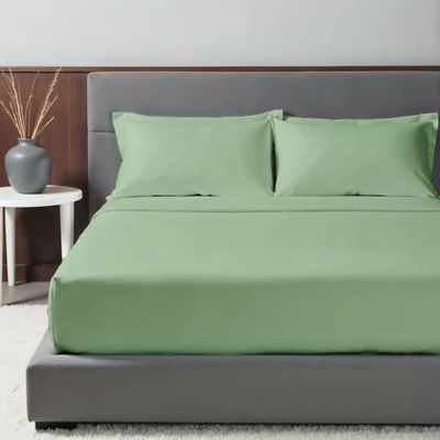 Kids 120x200 Solid Fitted Sheet-Lt.Green