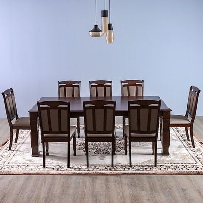 Adolf Wooden 1 + 8 Dining Set - Burnish Oak