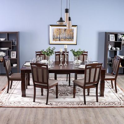 Adolf Wooden 1 + 8 Dining Set - Burnish Oak