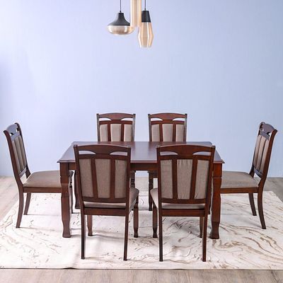 Adolf Wooden 1 + 6 Dining Set - Burnish Oak