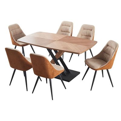 Weller 6-Seater Dining Set - Oak/Black - With 2-Year Warranty