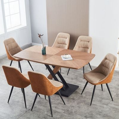 Weller 6-Seater Dining Set - Oak/Black - With 2-Year Warranty