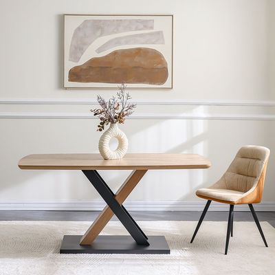 Weller 6-Seater Dining Set - Oak/Black - With 2-Year Warranty